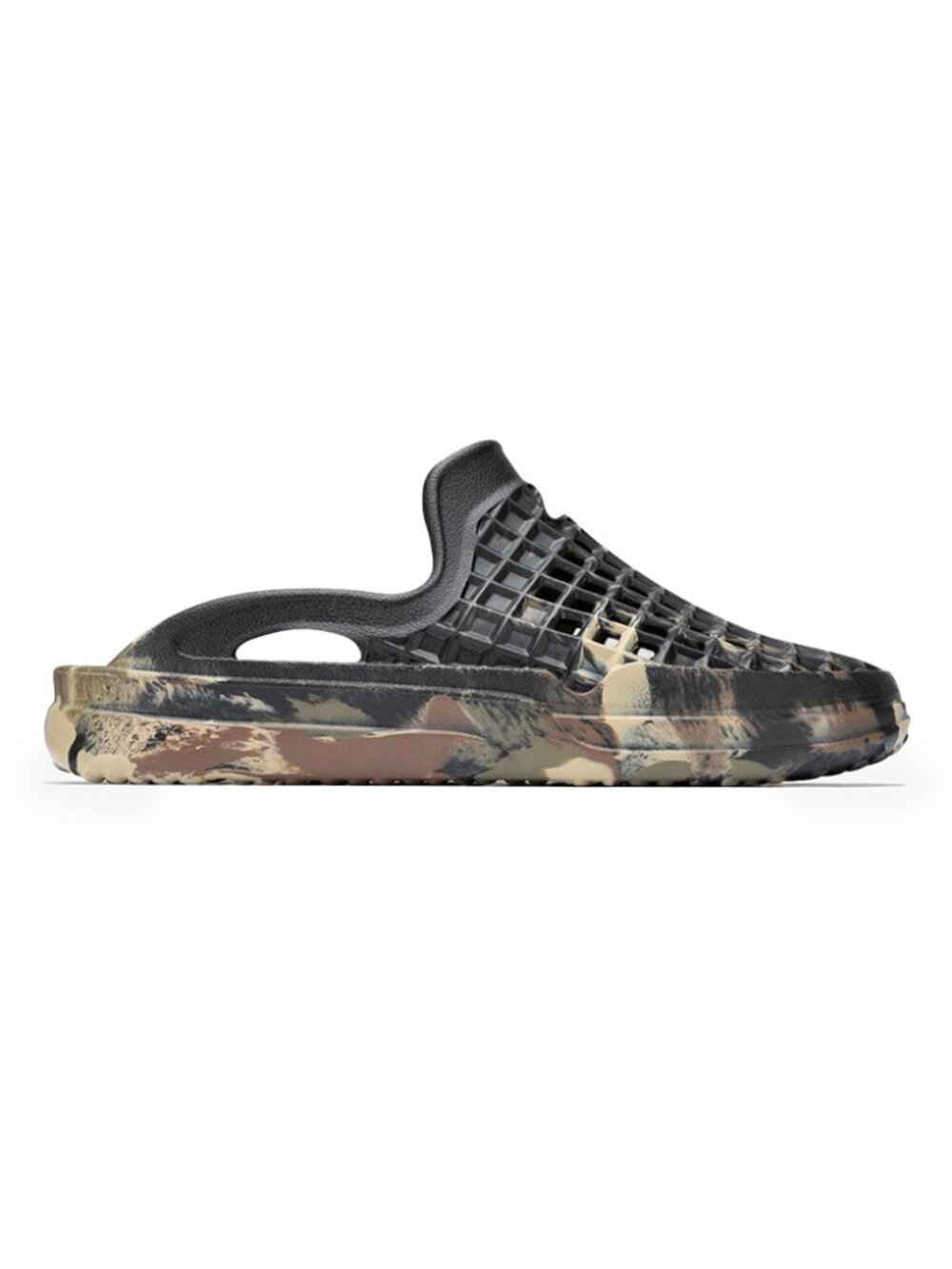 Lusso Cloud Men's Black Tan Scenario Woodland Camo Air Flow Slip-On Slide Sz 12